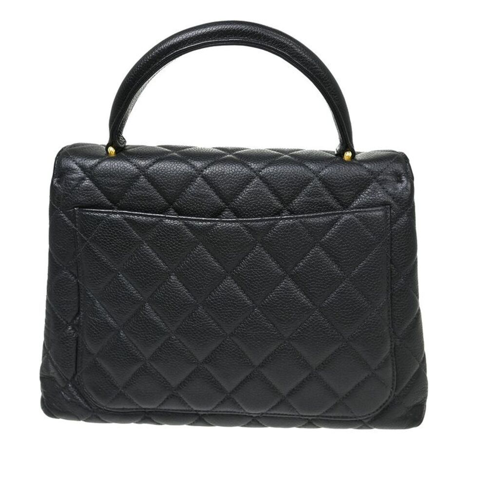 Chanel Vintage Classic Top Handle Flap Bag Quilted Caviar Black Leather Handbag - Picture 2 of 9